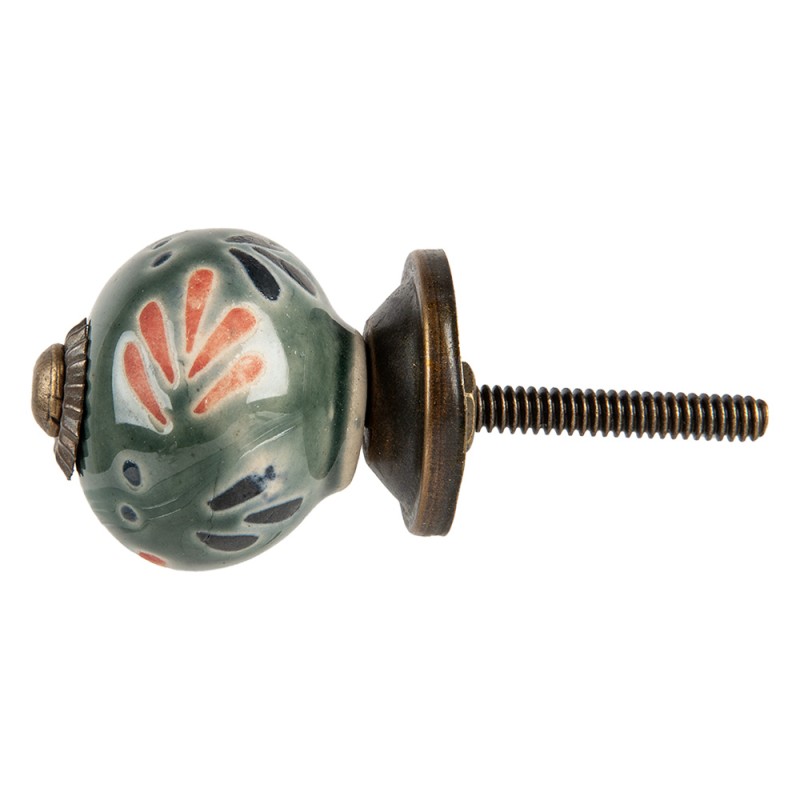 Clayre & Eef Door Knob Ø 3x3 cm Green Ceramic