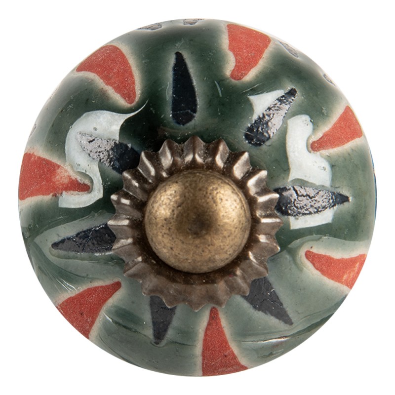 Clayre & Eef Door Knob Ø 3x3 cm Green Ceramic
