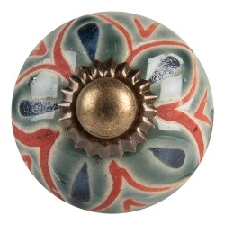 Clayre & Eef Door Knob Ø 3x3 cm Green Ceramic