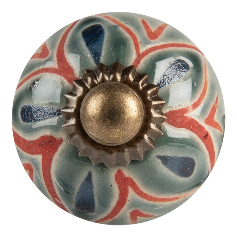 Clayre & Eef Door Knob Ø 3x3 cm Green Ceramic