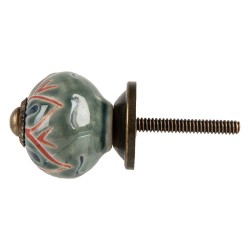 Clayre & Eef Door Knob Ø 3x3 cm Green Ceramic