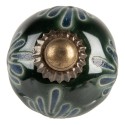 Clayre & Eef Poignée de porte Ø 3x3 cm Vert Céramique