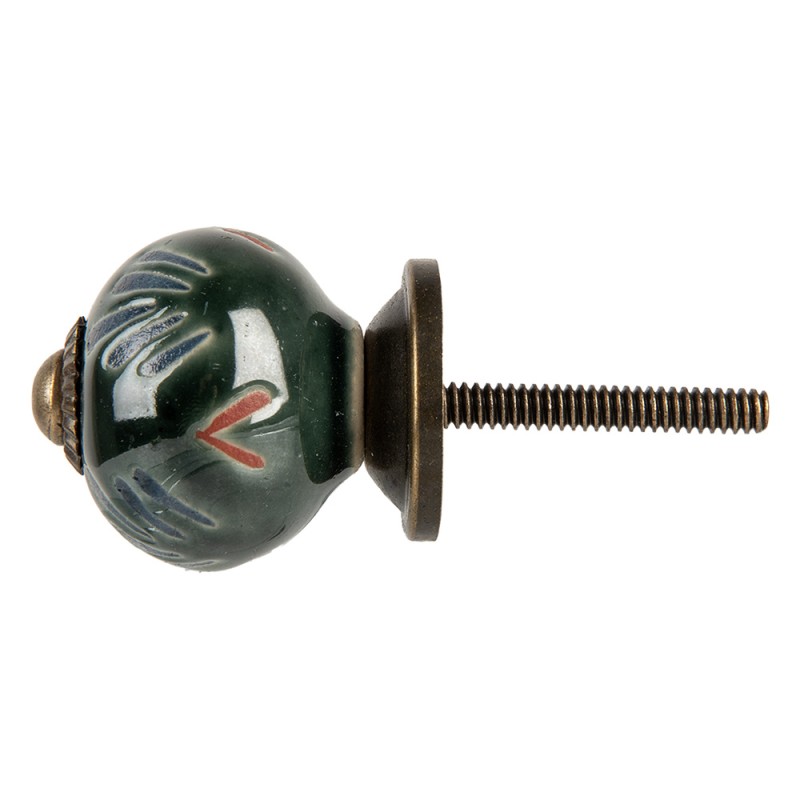 Clayre & Eef Poignée de porte Ø 3x3 cm Vert Céramique