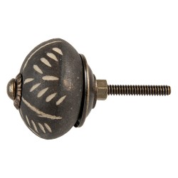 Clayre & Eef Door Knob Ø 4x4 cm Grey Ceramic