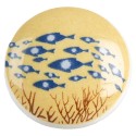 Clayre & Eef Poignée de porte Ø 4x2 cm Blanc Bleu Céramique