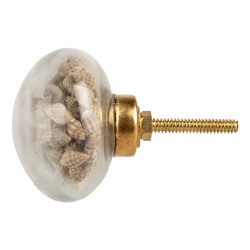 Clayre & Eef Door Knob Ø 5x4 cm Beige Glass Shells