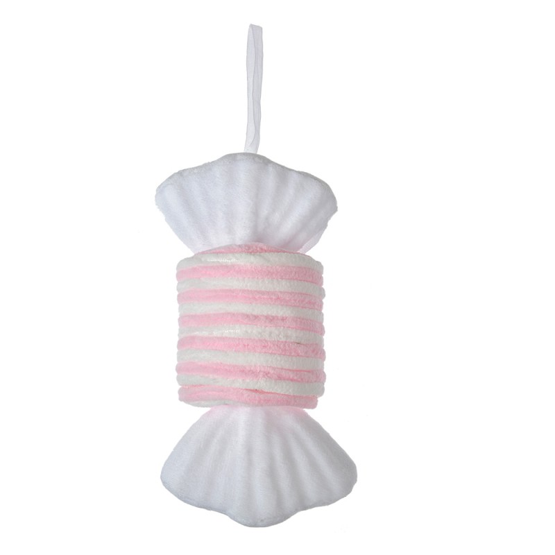 Clayre & Eef Ornamento Natalizio Caramelle 11x8x20 cm Rosa Bianco Sintetico