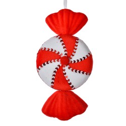 Clayre & Eef Christmas Ornament Candy 13x5x25 cm Red White Synthetic