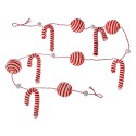 Clayre & Eef Kerstslinger Guirlande 170 cm Rood Wit Kunststof