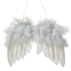 Clayre & Eef Weihnachtsanhänger Feder 20x17 cm Weiß Federn