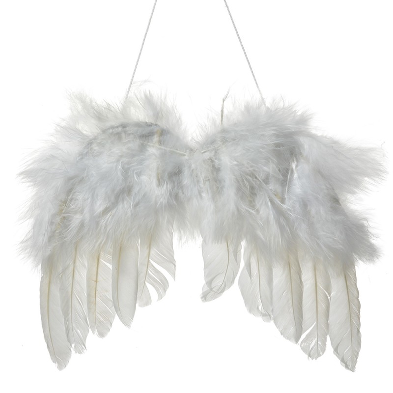 Clayre & Eef Christmas Ornament Feather 20x17 cm White Feathers