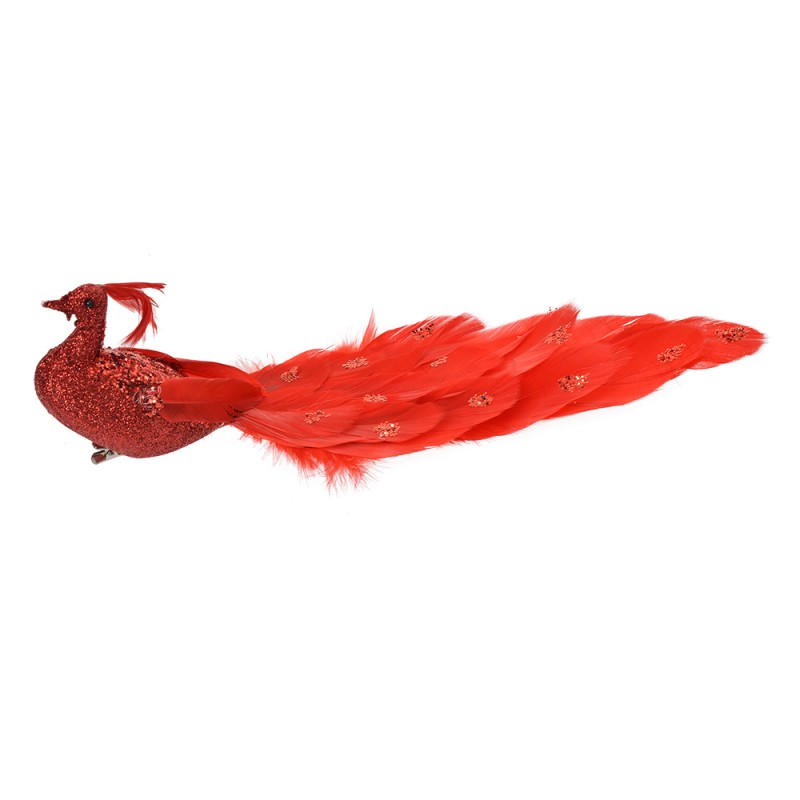 Clayre & Eef Decorazione Uccello 30x9x9 cm Rosso Plastica