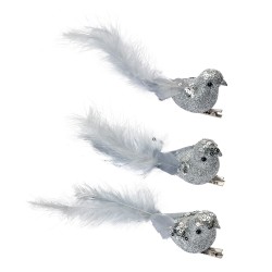 Clayre & Eef Decoratie Vogels 12x3x4 cm Zilverkleurig Kunststof