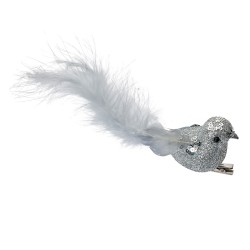 Clayre & Eef Decoratie Vogels 12x3x4 cm Zilverkleurig Kunststof