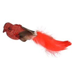 Clayre & Eef Decoration Birds 16x5x5 cm Red Plastic