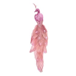 Clayre & Eef Decoration Bird 30x7x10 cm Pink Plastic