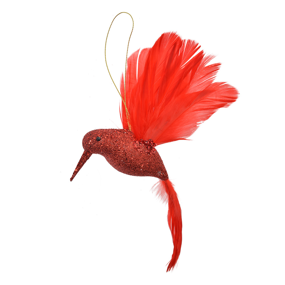 Clayre & Eef Kersthanger Vogel 22x5x15 cm Rood Kunststof afbeelding 1