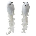 Clayre & Eef Décoration Oiseaux 19x9x10 cm Blanc Plastique