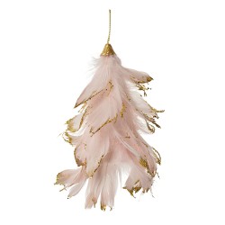 Clayre & Eef Decorative Pendant Flower 14x11x7 cm Pink Feathers