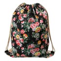 Clayre & Eef Rucksack 34x43 cm Schwarz Synthetisch Blumen