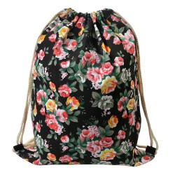 Clayre & Eef Zaino 34x43 cm Nero Sintetico Fiori