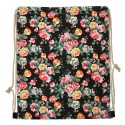 Clayre & Eef Rucksack 34x43 cm Schwarz Synthetisch Blumen