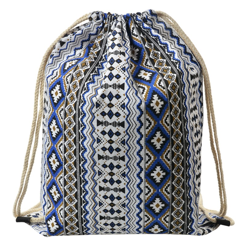Clayre & Eef Rucksack 34x43 cm Weiß Blau Synthetisch