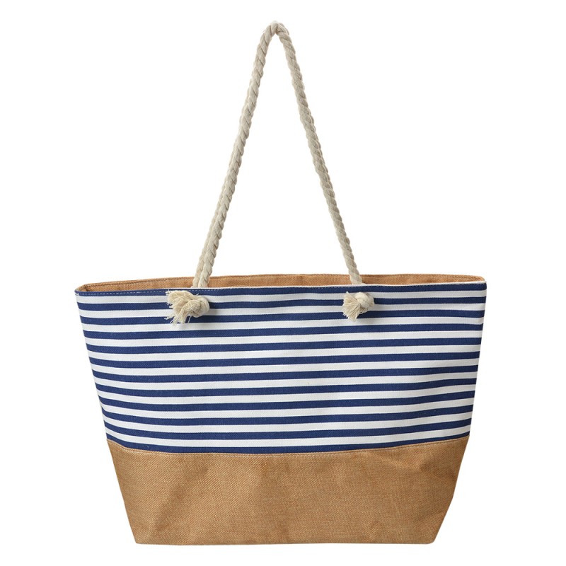 Clayre & Eef Borsa da spiaggia 55x36 cm Blu Bianco  Sintetico