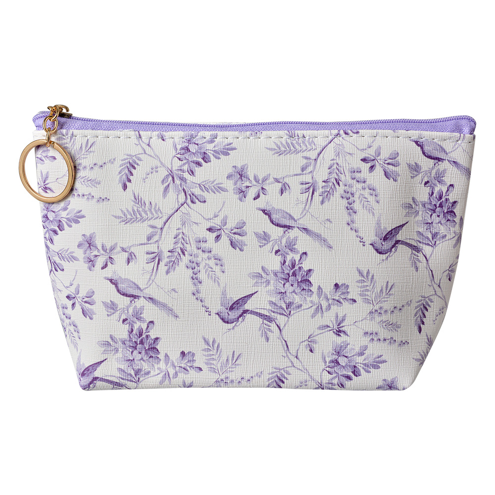 Clayre & Eef Toilettas Dames 21x5x13 cm Wit Paars Synthetisch Bloemen afbeelding 1