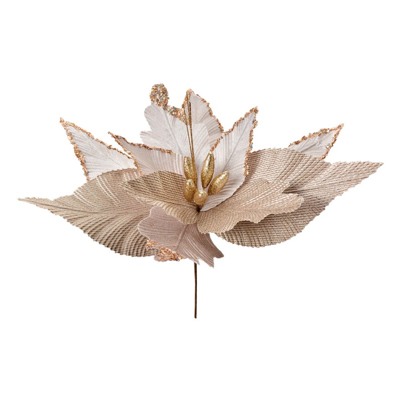 Clayre & Eef Artificial Flower Poinsettia Ø 50x62 cm Beige Plastic