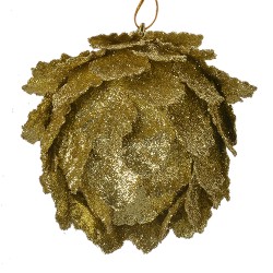 Clayre & Eef Decorative Pendant Flowers Ø 8x8 cm Gold colored Plastic