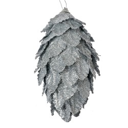 Clayre & Eef Decorative Pendant Flowers Ø 7x13 cm Silver colored Plastic