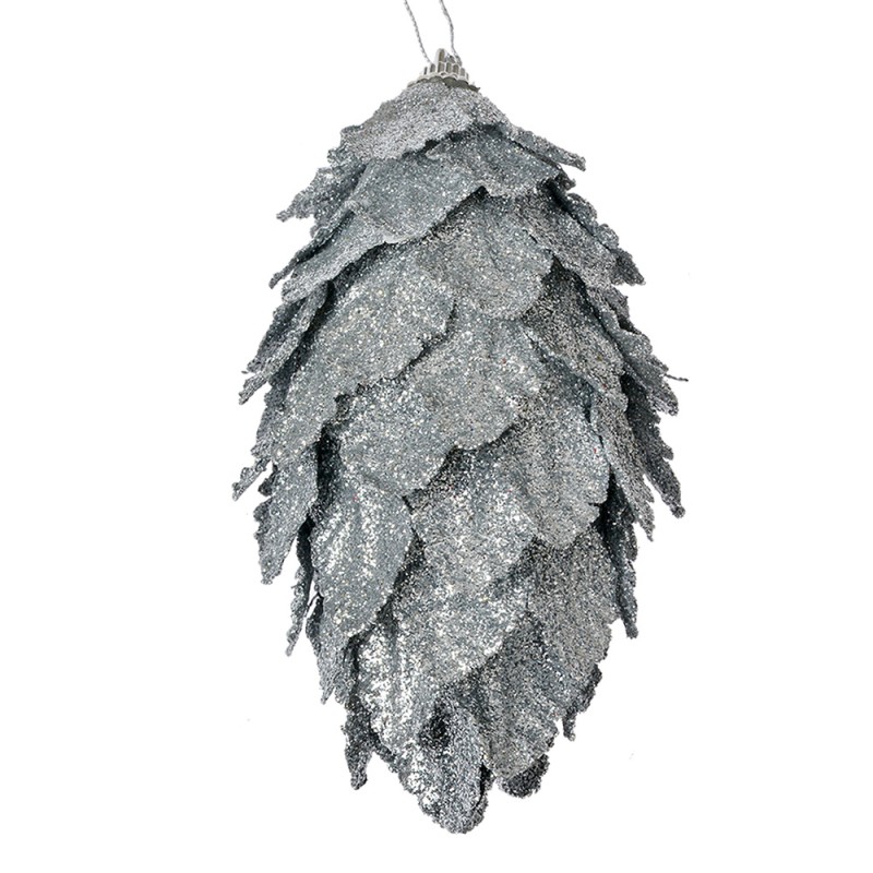 Clayre & Eef Decorative Pendant Flowers Ø 7x13 cm Silver colored Plastic