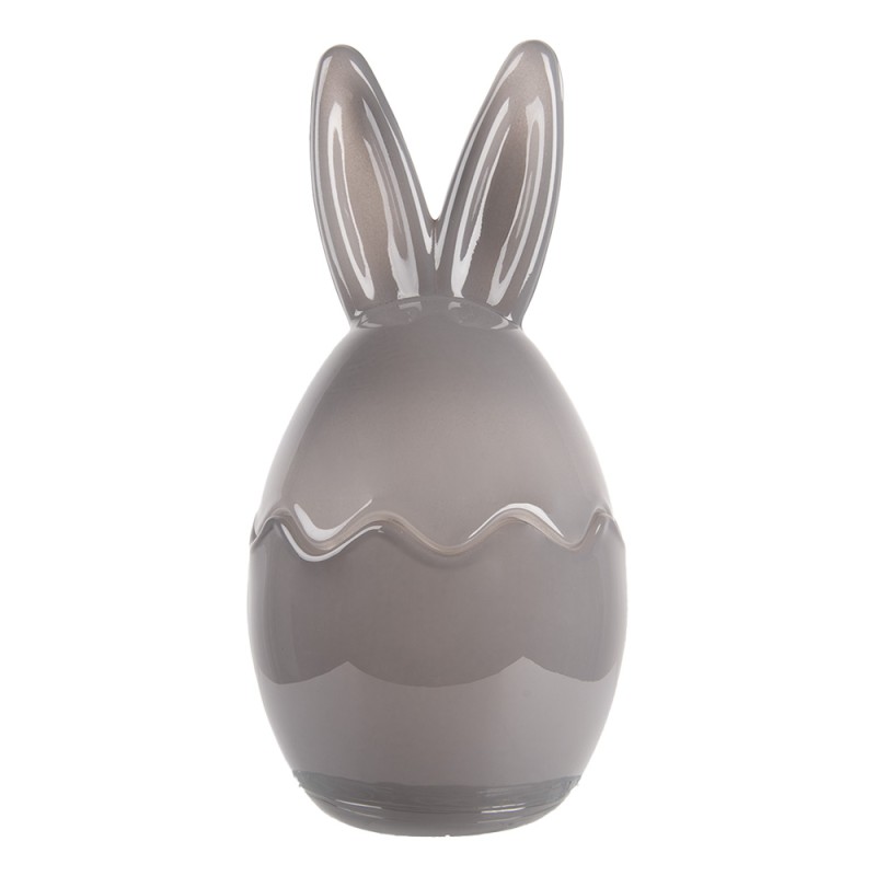 Clayre & Eef Glass Jar Egg Ø 9x17 cm Grey Glass