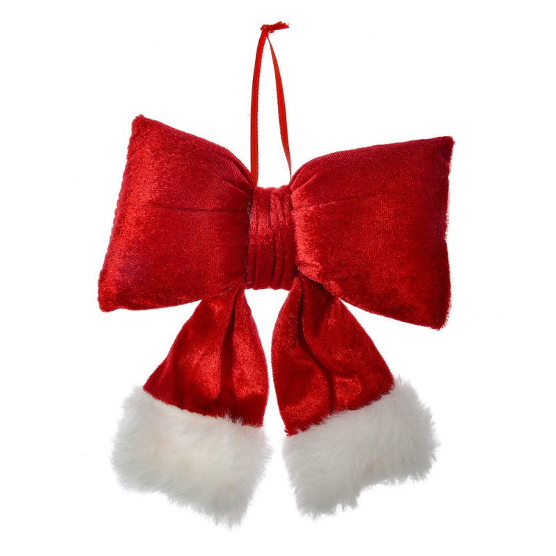 Clayre & Eef Christmas Ornament Bow 15x3x17 cm Red Synthetic
