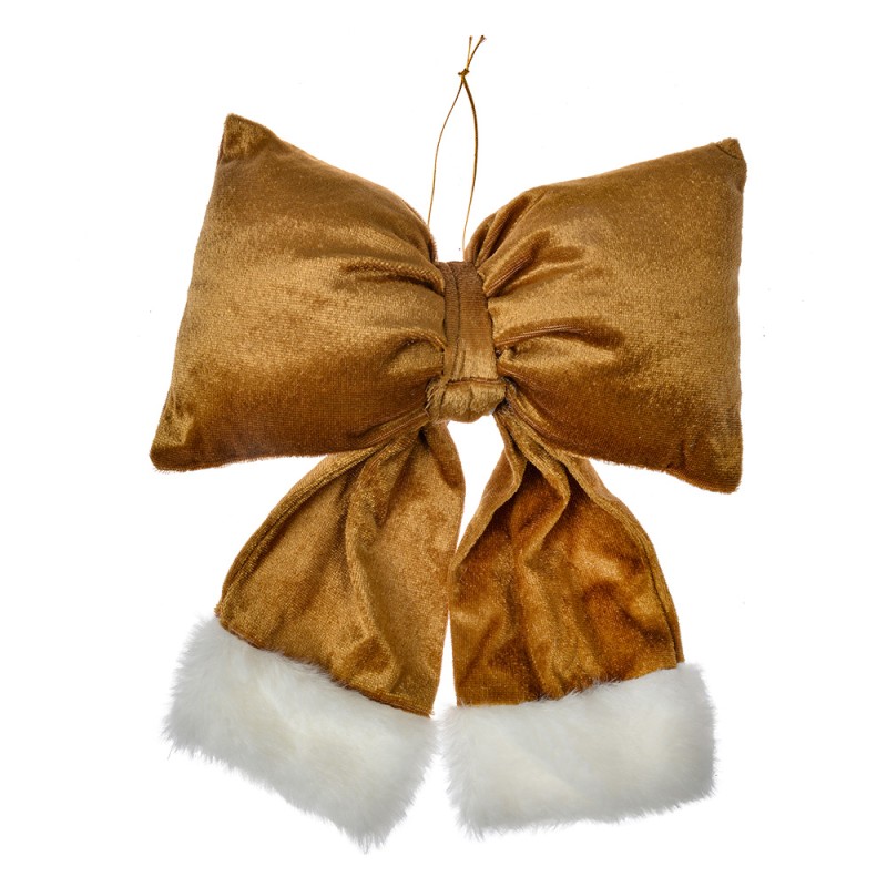 Clayre & Eef Ornement de Noël Nœud 22x5x26 cm Couleur or Synthétique