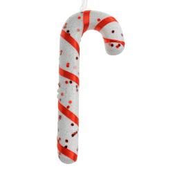 Clayre & Eef Ornamento Natalizio Bastoncino di zucchero 17 cm Bianco Rosso  Plastica