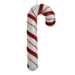 Clayre & Eef Ornamento Natalizio Bastoncino di zucchero 20 cm Bianco Rosso  Plastica