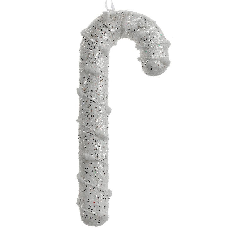 Clayre & Eef Ornement de Noël Canne en sucre d'orge 7x2x17 cm Blanc Plastique
