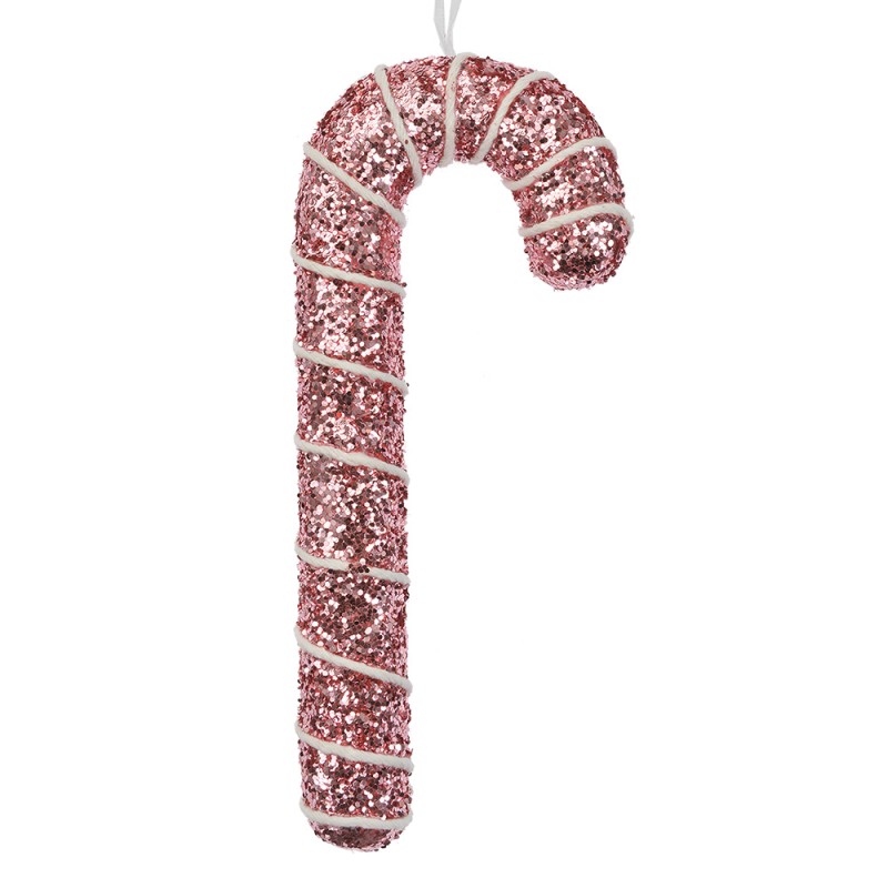Clayre & Eef Ornamento Natalizio Bastoncino di zucchero 7x2x17 cm Rosa Plastica