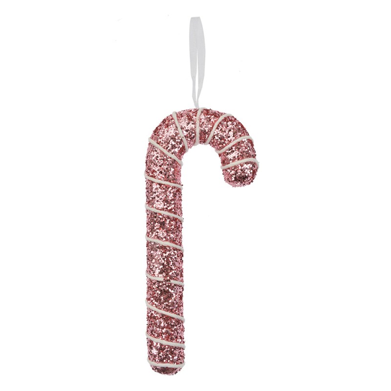 Clayre & Eef Ornamento Natalizio Bastoncino di zucchero 7x2x17 cm Rosa Plastica
