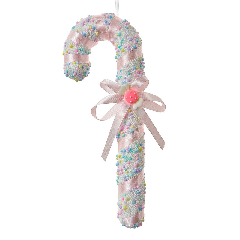 Clayre & Eef Ornamento Natalizio Bastoncino di zucchero 10x3x26 cm Bianco Plastica