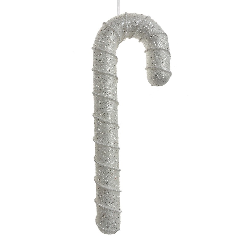 Clayre & Eef Ornamento Natalizio Bastoncino di zucchero 12x4x33 cm Bianco Plastica