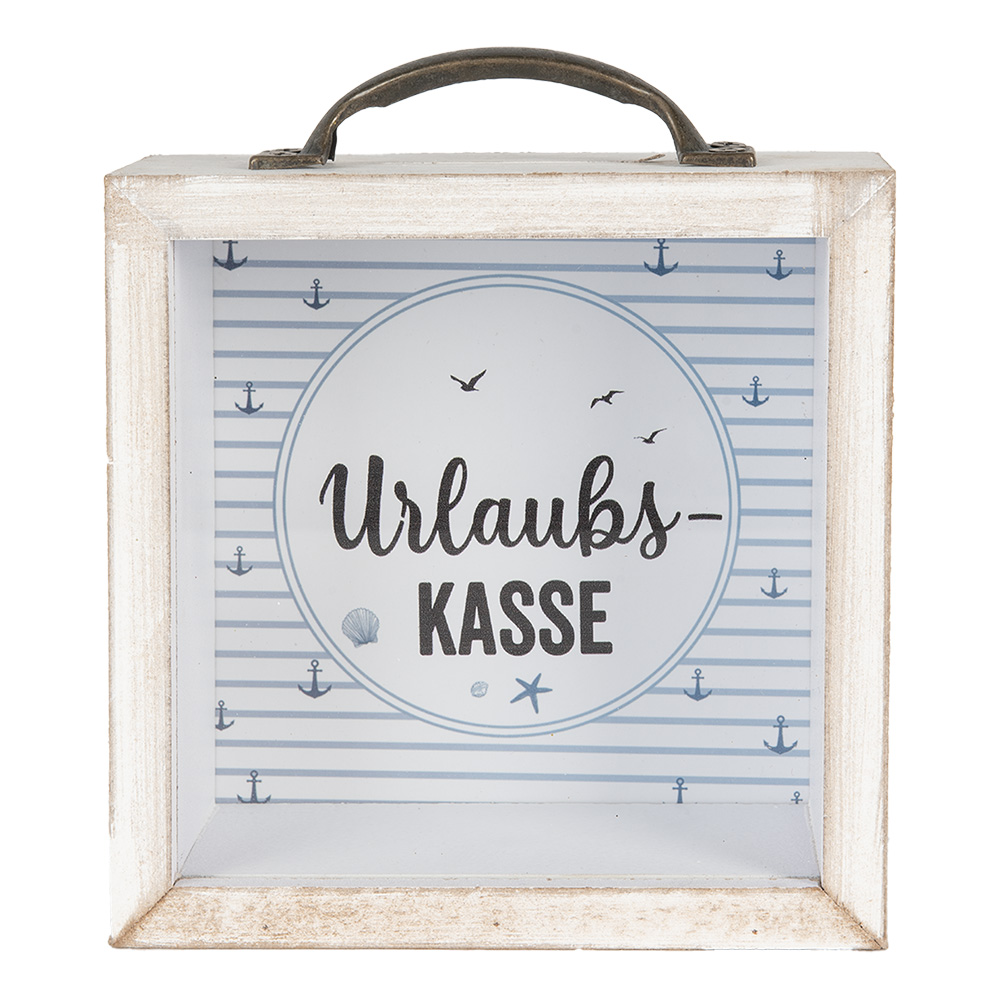 Clayre&Eef Spaarpot 15x8x15 cm Wit MDF afbeelding