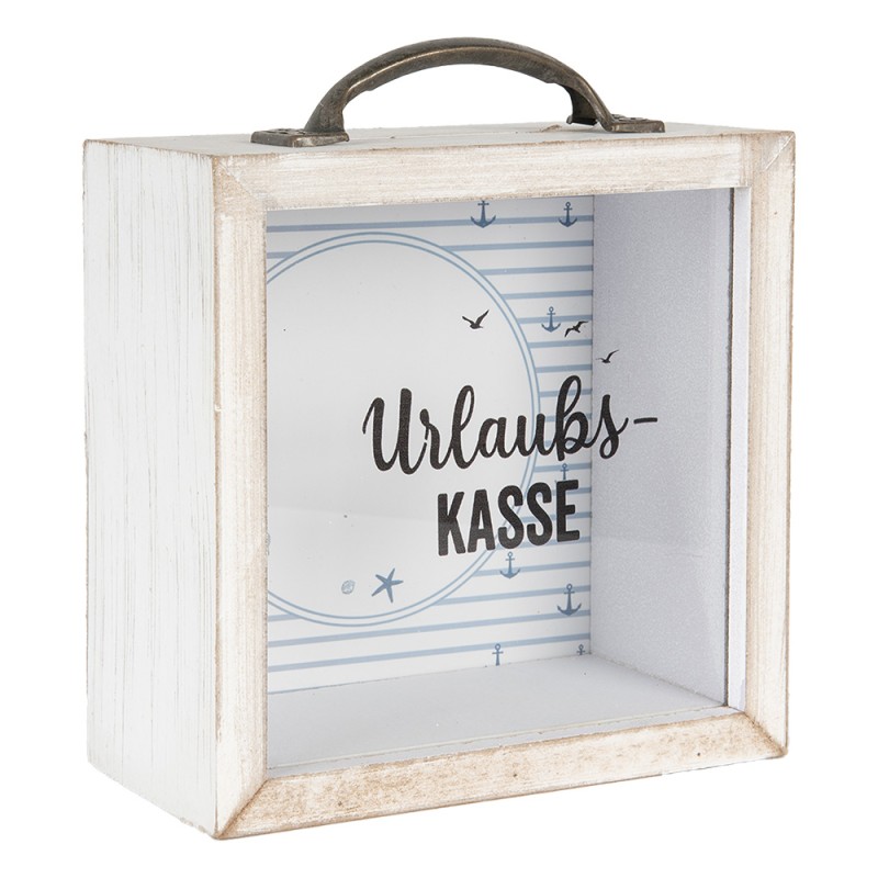Clayre & Eef Salvadanaio 15x8x15 cm Bianco Prodotto in legno