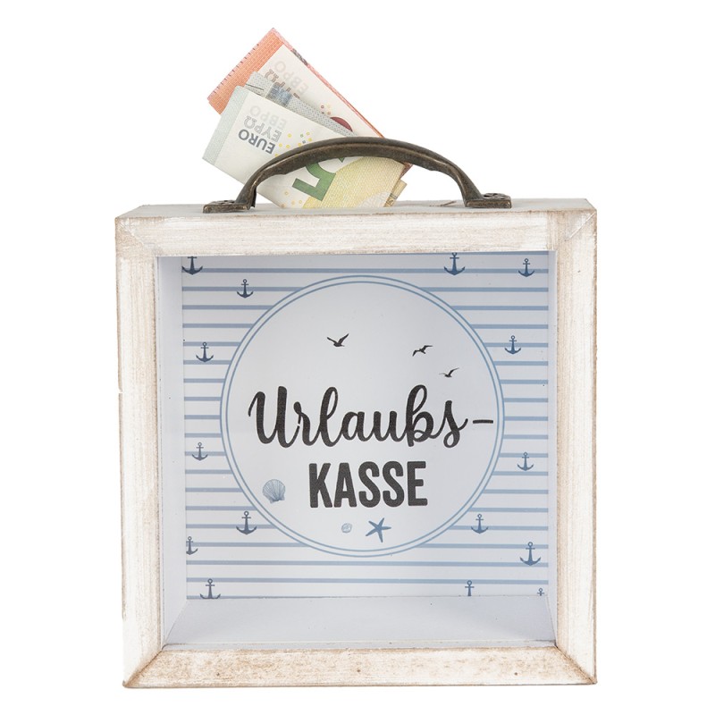 Clayre & Eef Salvadanaio 15x8x15 cm Bianco Prodotto in legno
