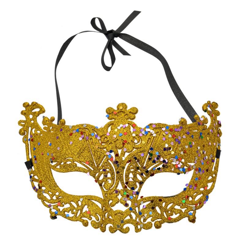 Clayre & Eef Venetian mask 18x8x11 cm Gold colored Polyester