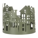 Clayre & Eef Decorative Figurine Set of 3 House Ø 15 / Ø 12 /Ø 10 cm Green Metal