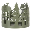 Clayre & Eef Decorative Figurine Set of 3 House Ø 15 / Ø 12 /Ø 10 cm Green Metal