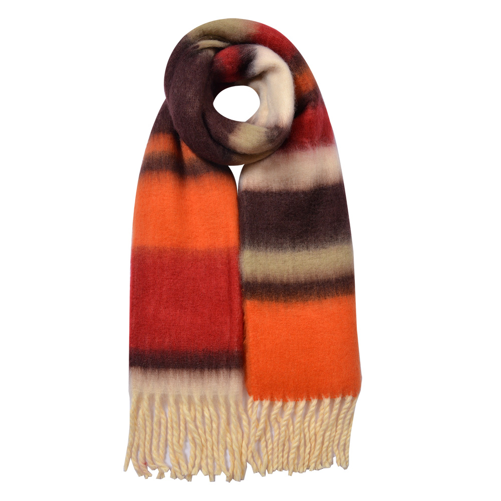 Clayre&Eef Wintersjaal Dames 37x210 cm Bruin Synthetisch afbeelding